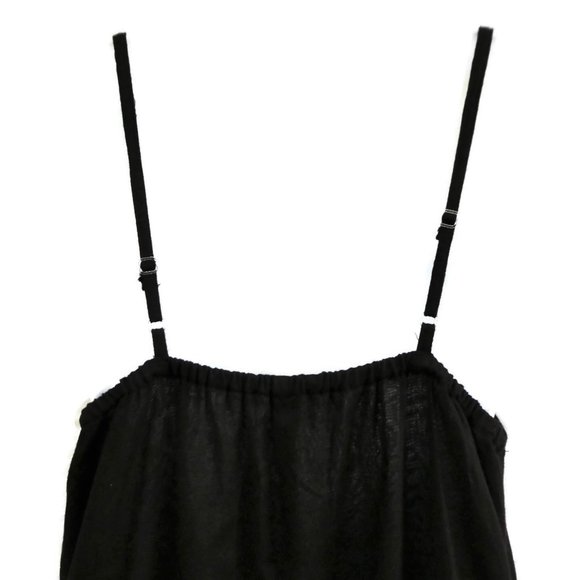 Roper Cami Dress Floral Embroidery Pintuck Front Sheath Black India M - Picture 3 of 9